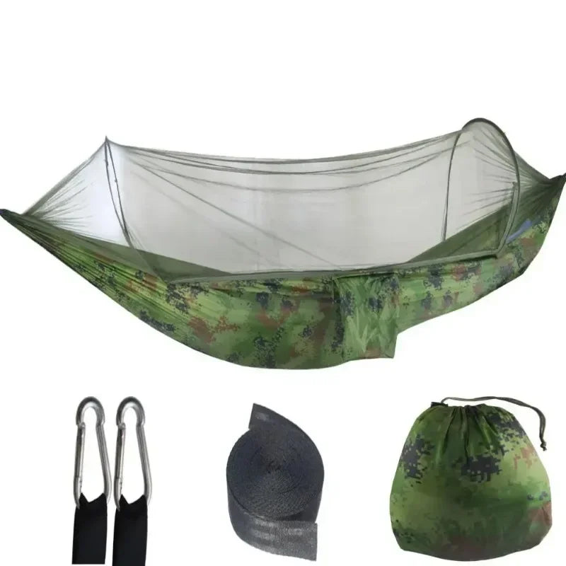 Camouflage Camping Hammock with Mosquito Net | Lightweight, Compact & Ultra Durable