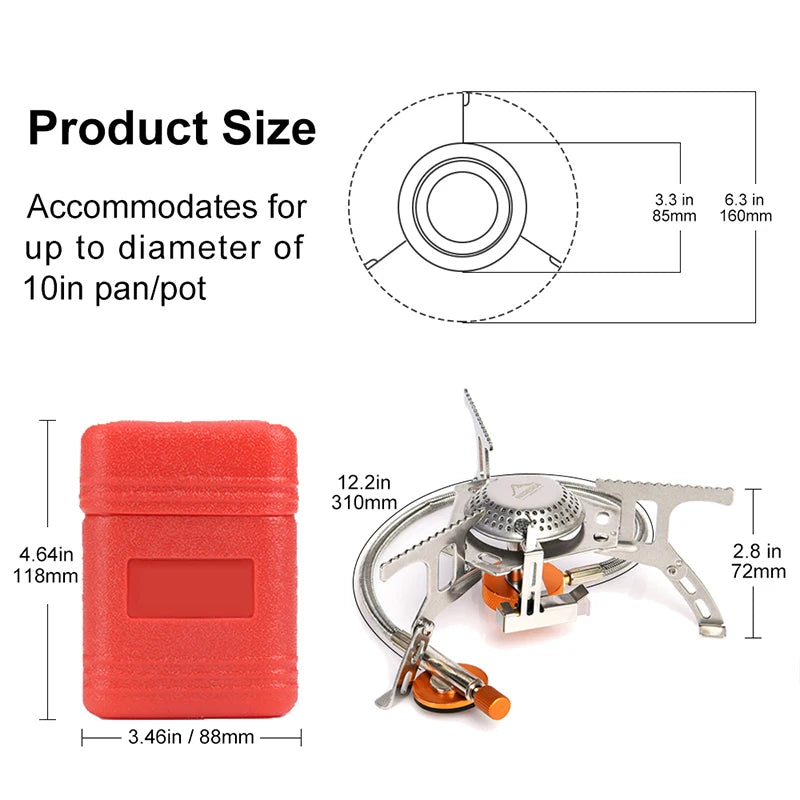 TrailHaven™ Portable Camping Gas Stove with Adapter – Compact, Foldable & High Output