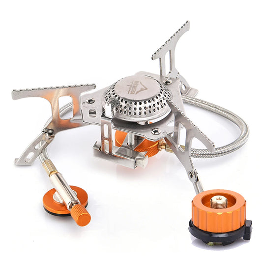 TrailHaven™ Portable Camping Gas Stove with Adapter – Compact, Foldable & High Output
