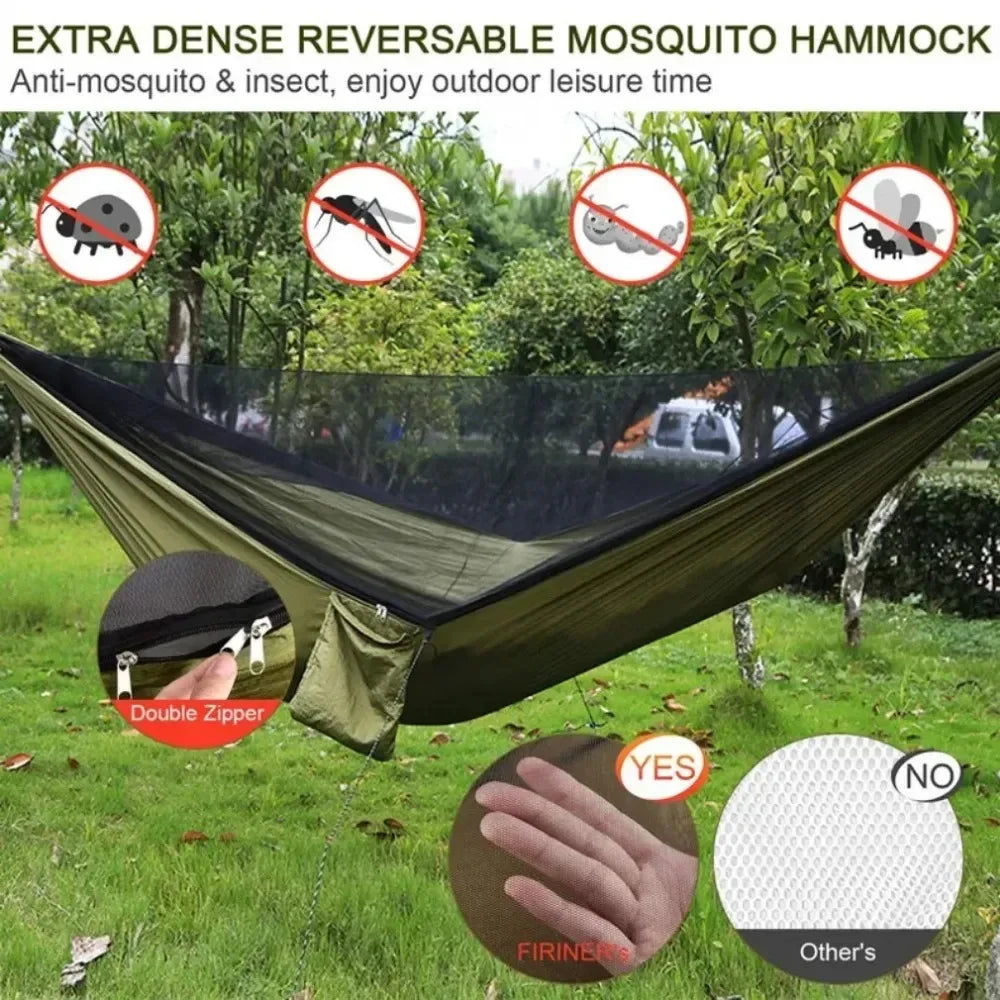 Camouflage Camping Hammock with Mosquito Net | Lightweight, Compact & Ultra Durable