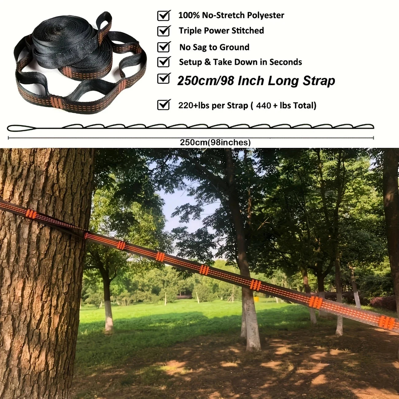 Premium Double Hammock with Tree Straps and Carabiners for Couples - Ideal for Camping and Travel Adventures