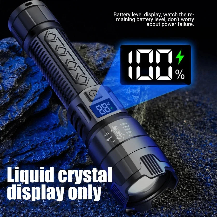 TrailHaven™ Tactical 2000LM Rechargeable LED Flashlight | High-Power, Waterproof & Zoomable Torch for Outdoor & Emergency Use
