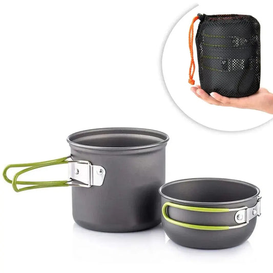 Ultralight Camping Cookware Set – Non-Stick Aluminum Pot & Pan with Carry Bag | Compact Outdoor Cooking Gear for 1–2 People