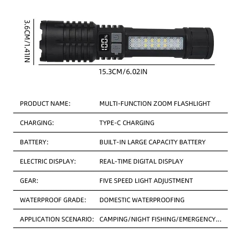 TrailHaven™ Rechargeable Tactical LED Flashlight | Ultra-Bright, Waterproof & Portable Torch for Outdoor Adventures