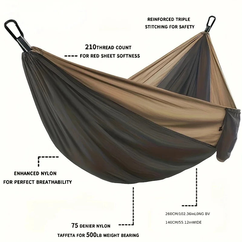 Premium Double Hammock with Tree Straps and Carabiners for Couples - Ideal for Camping and Travel Adventures