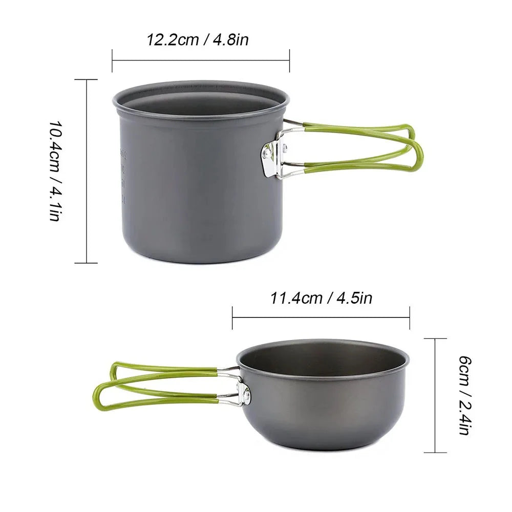 Ultralight Camping Cookware Set – Non-Stick Aluminum Pot & Pan with Carry Bag | Compact Outdoor Cooking Gear for 1–2 People