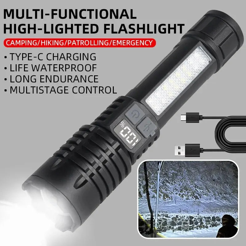 TrailHaven™ Rechargeable Tactical LED Flashlight | Ultra-Bright, Waterproof & Portable Torch for Outdoor Adventures